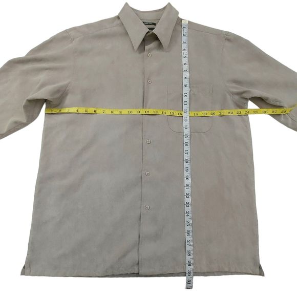 Marc Edwards Mens Sueded Luxe Shirt Large Light Brown Button Up Long Sleeve - Picture 9 of 12